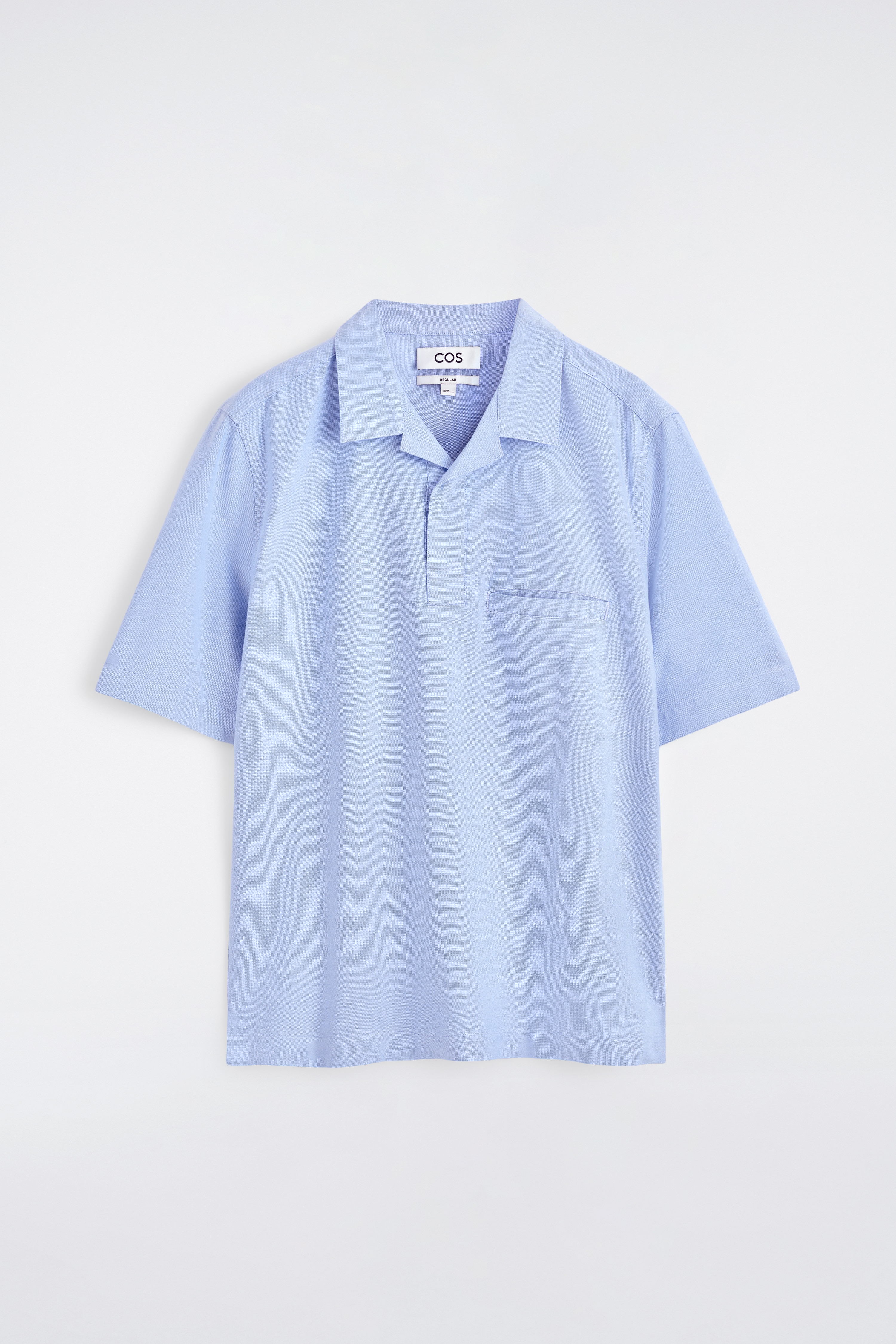 CHEMISE POPOVER EN COTON OXFORD - BLEU CIEL/BLANC