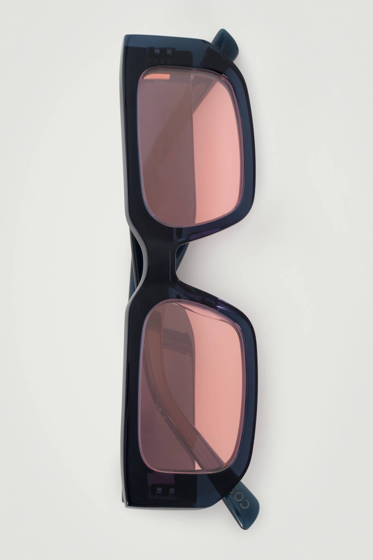 RECTANGLE-FRAME SUNGLASSES — BLUE / PINK