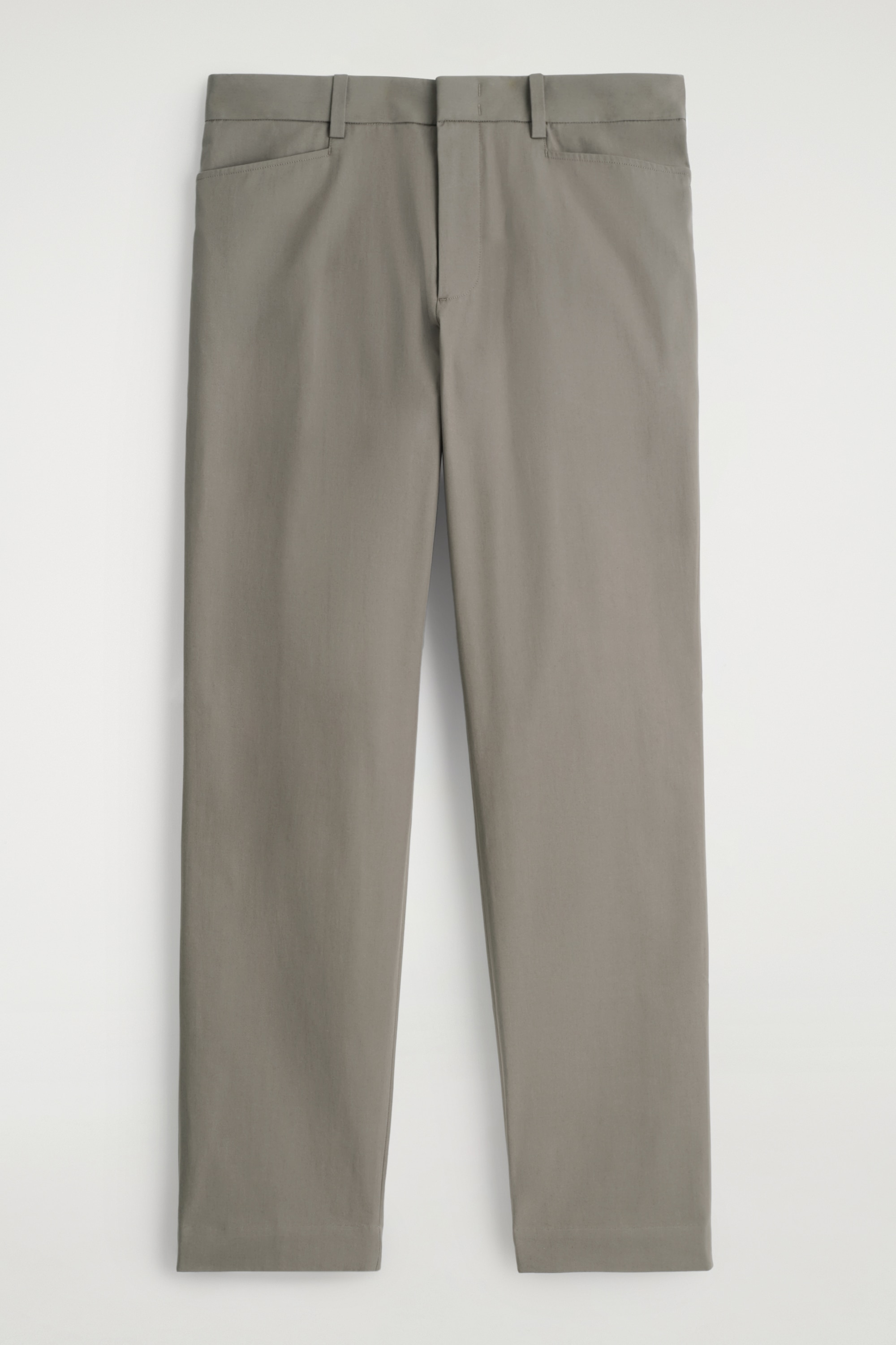 PANTALON DROIT EN COTON - TAUPE/BRUN FONCÉ