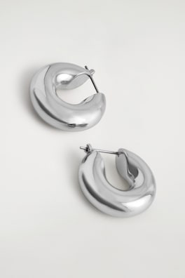 MINI CHUNKY HOOP EARRINGS — SILVER 3