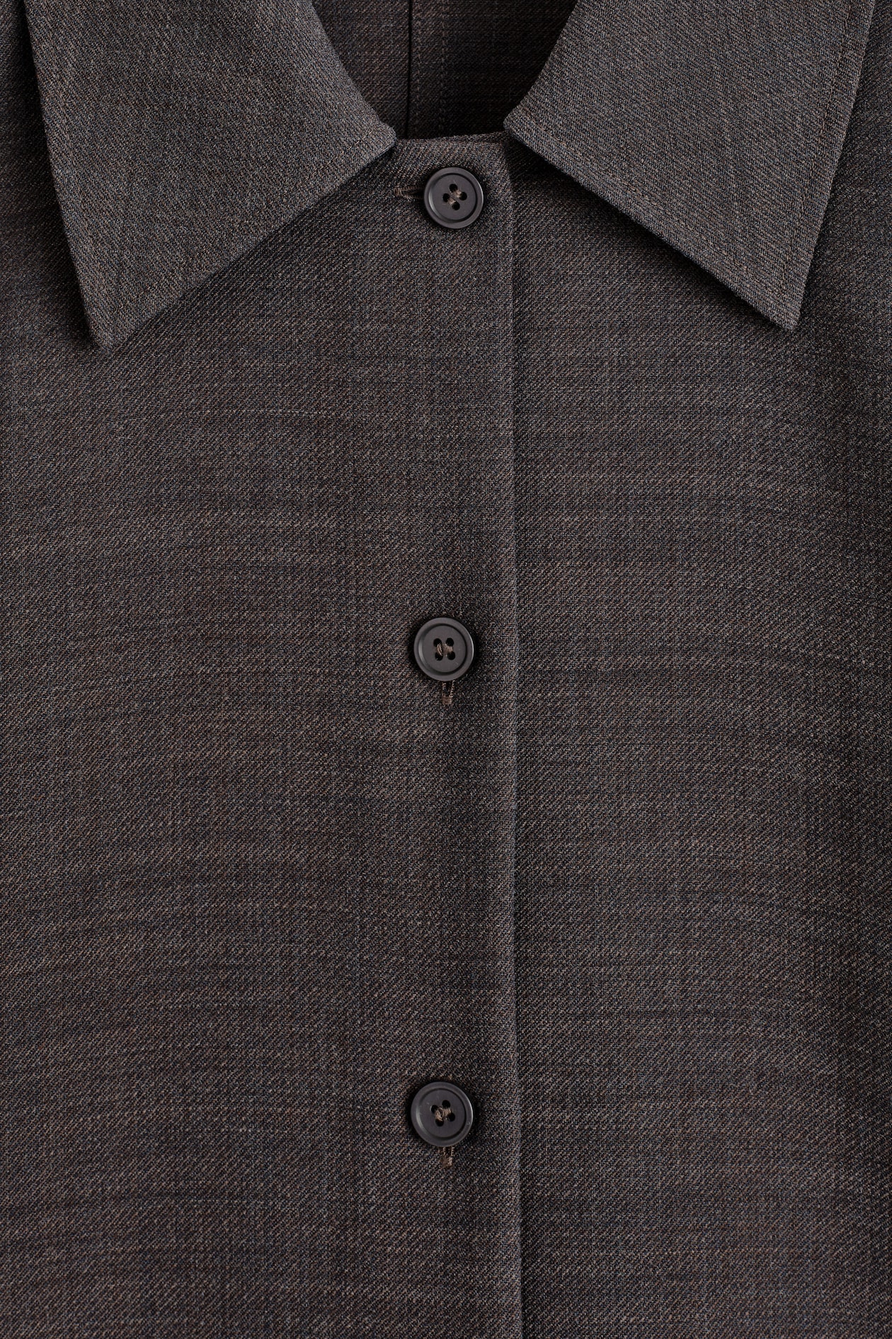 ROUNDED WOOL-BLEND SHIRT — BROWN