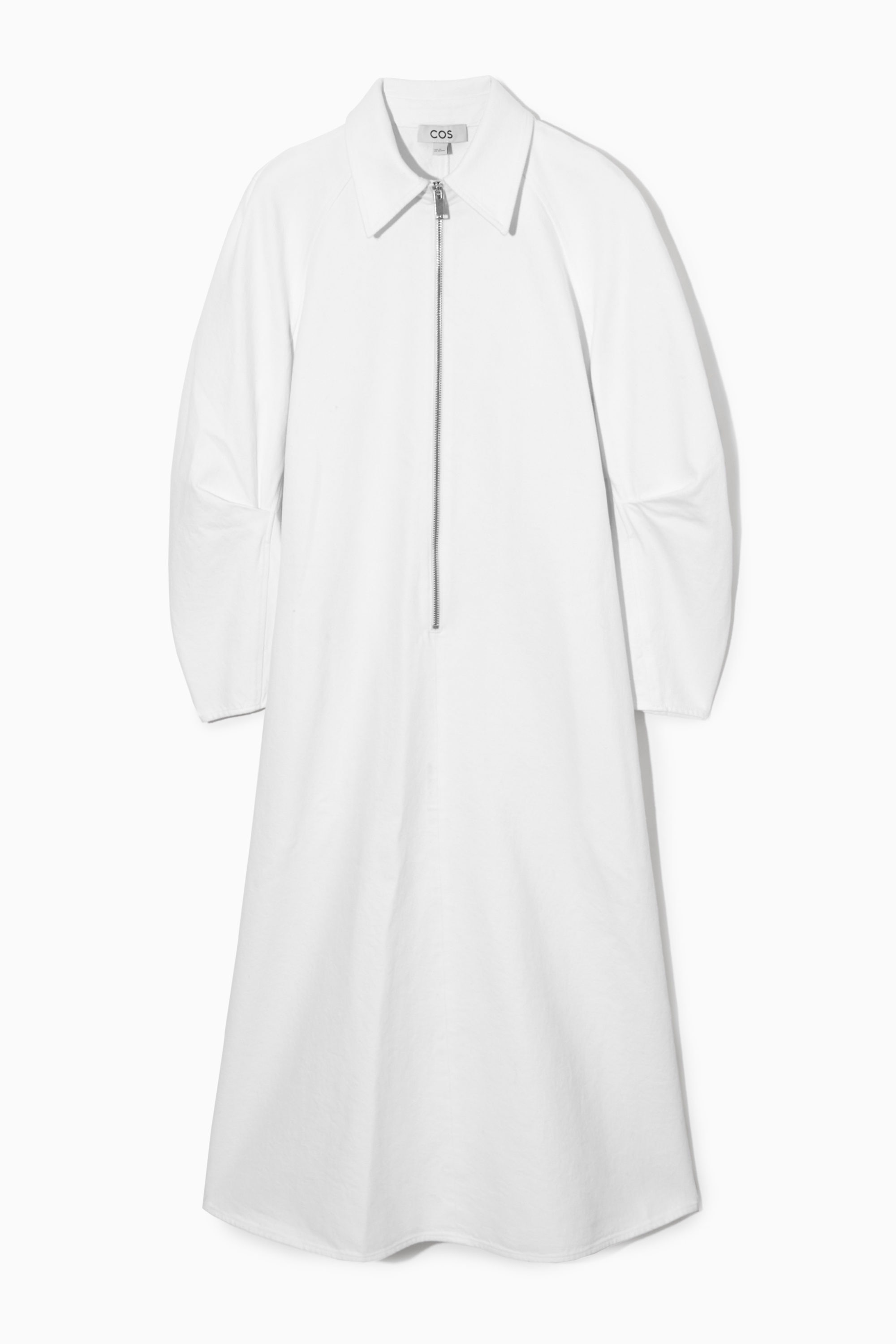 dimmoire ZIP シャツ ワンピース ホワイト 白 ZIP-UP DENIM SHIRT DRESS - WHITE | COS