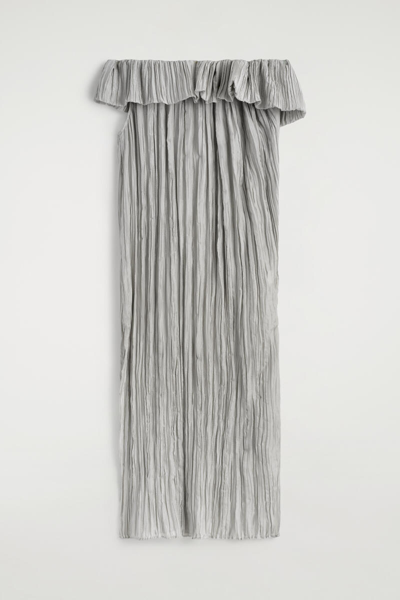 Asymmetric Pleated Silk Gown