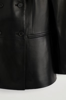 LEATHER DOUBLE-BREASTED BLAZER — BLACK 7