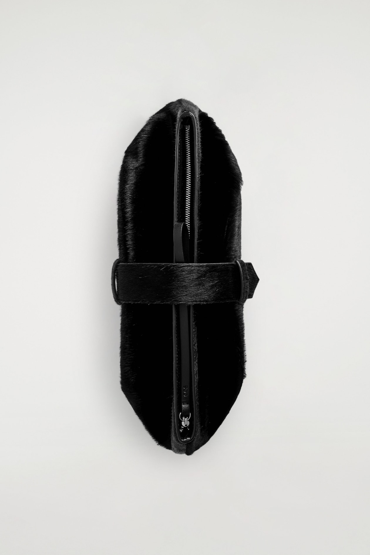 BELTED CLUTCH BAG - PONY HAIR-EFFECT LEATHER — CARBON