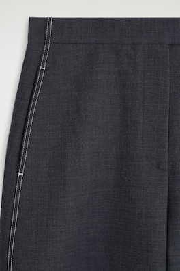 TOPSTITCHED BARREL-LEG PANTS — CHARCOAL 6
