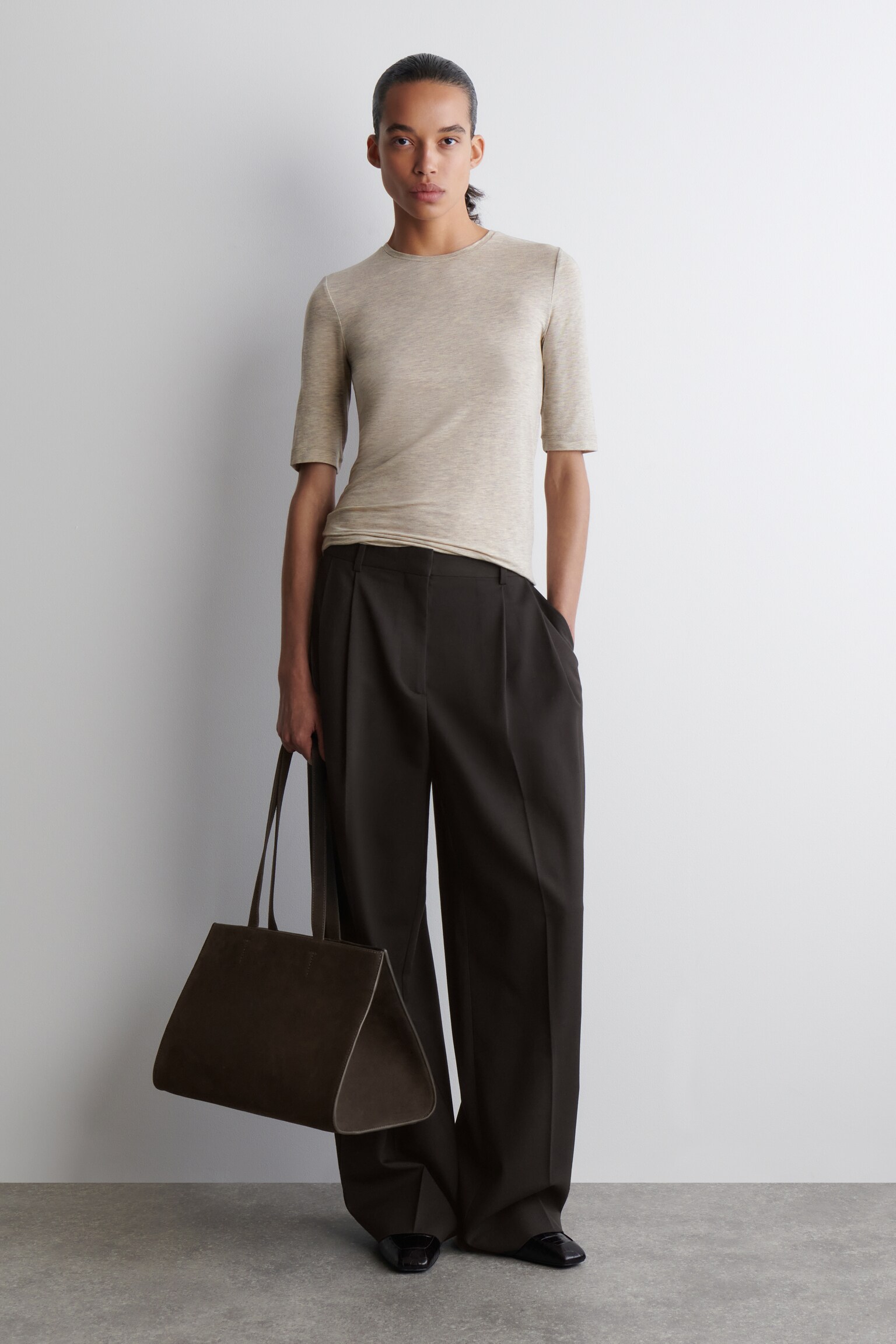T-SHIRT SLIM LÉGER - BEIGE CLAIR CHINÉ/ROSE CLAIR/BORDEAUX - 7