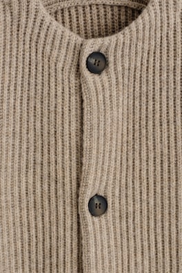 RIBBED WOOL CREW-NECK SWEATER — CAMEL MÉLANGE 1