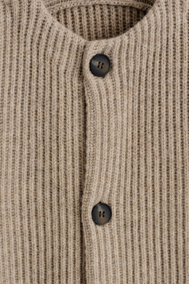 RIBBED WOOL CREW-NECK SWEATER — CAMEL MÉLANGE