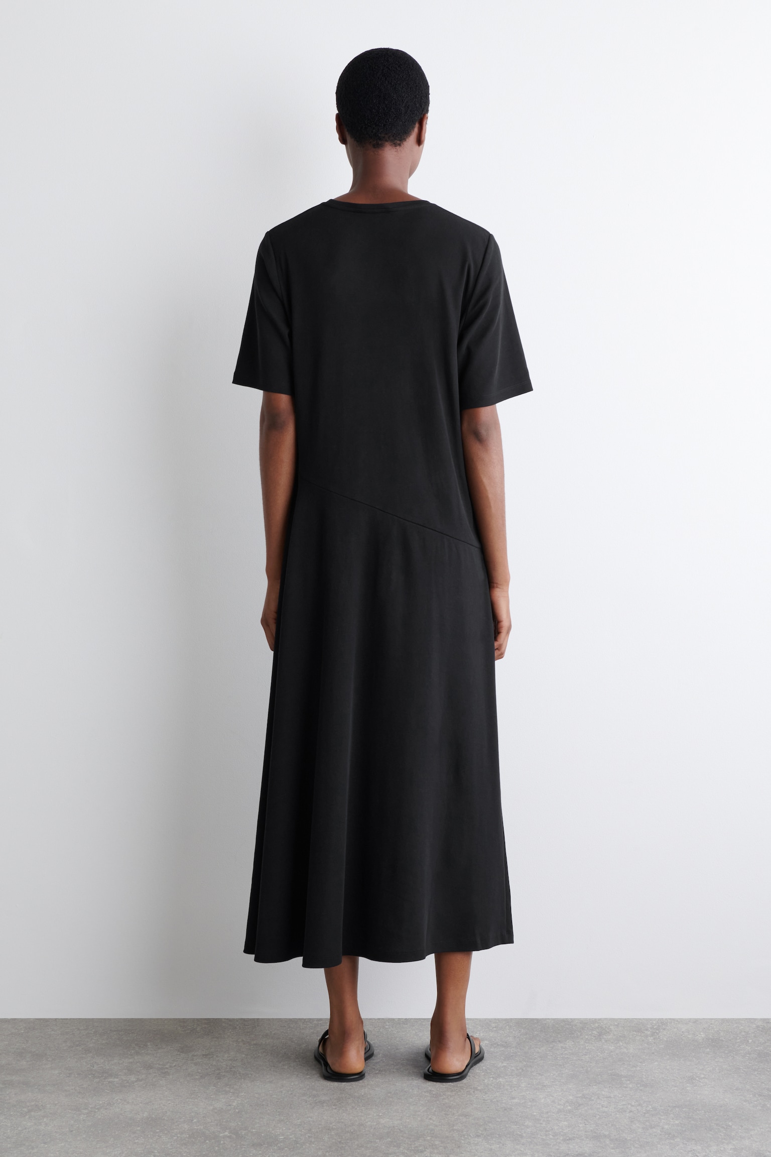 ROBE MIDI DRAPÉE EN COTON - NOIR/BORDEAUX - 3