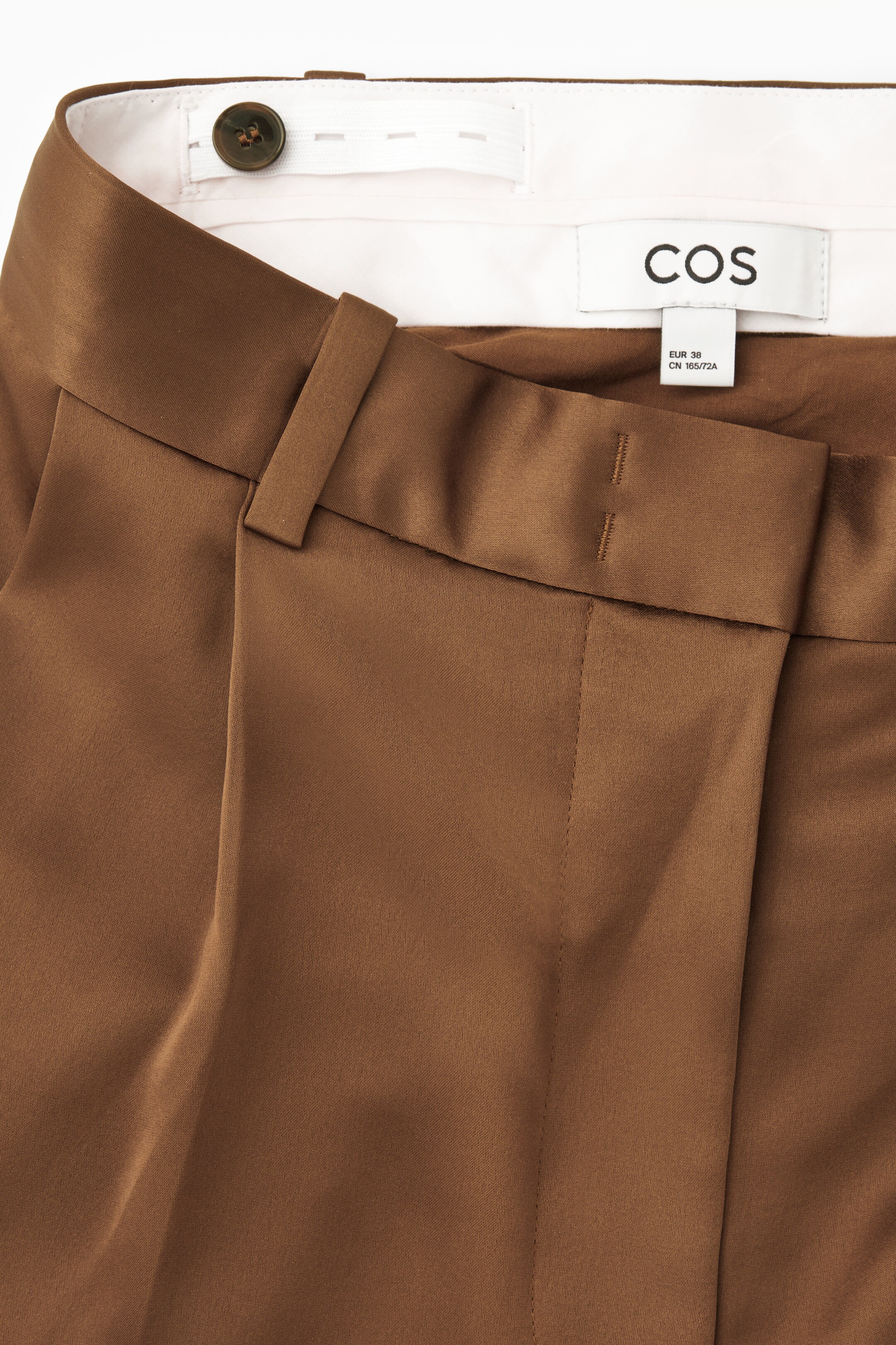 View larger image: WIDE-LEG PLEATED SATIN TROUSERS - BROWN - Ladies | H&M GB 2