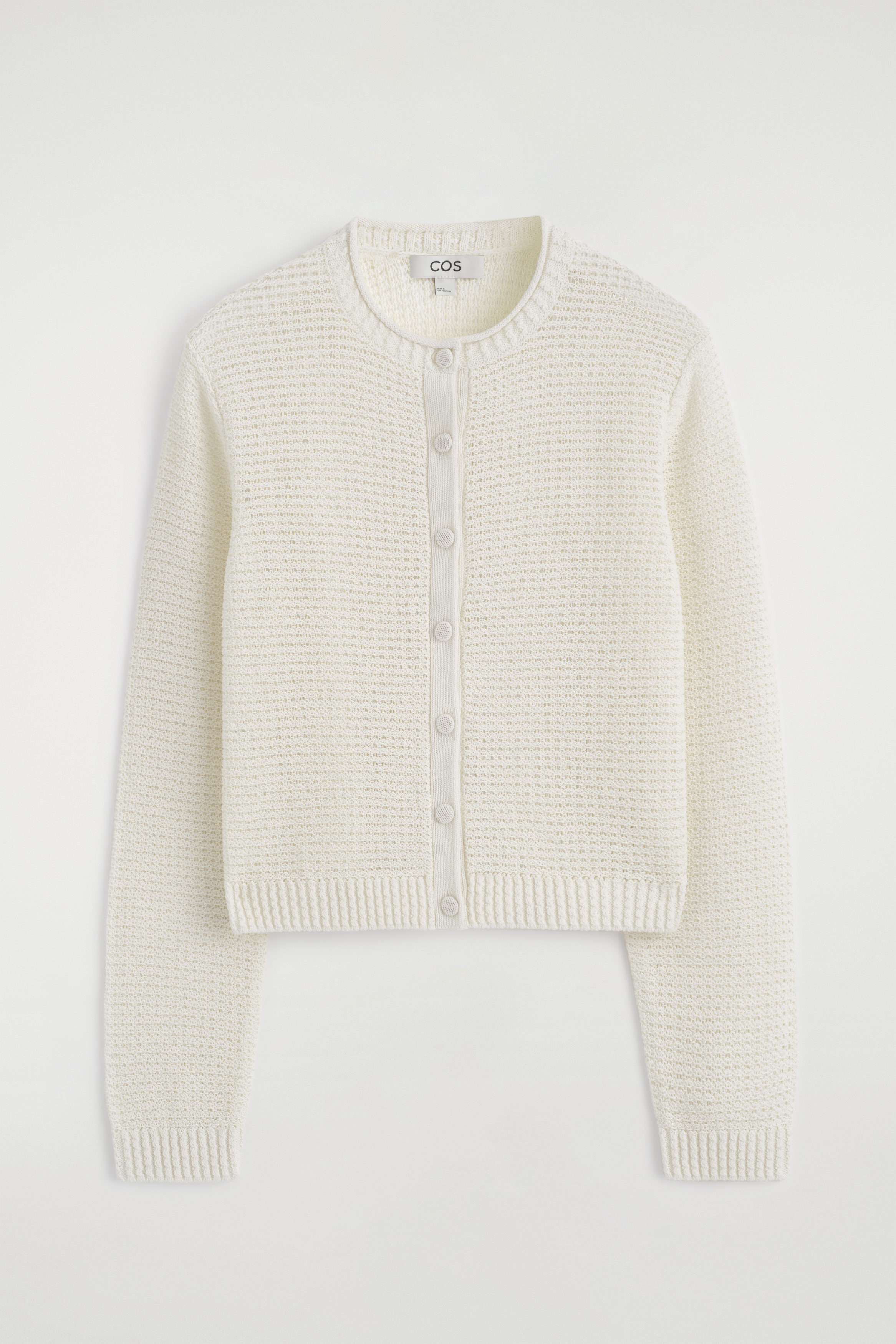 TEXTURED KNITTED COTTON CARDIGAN - WHITE | COS US