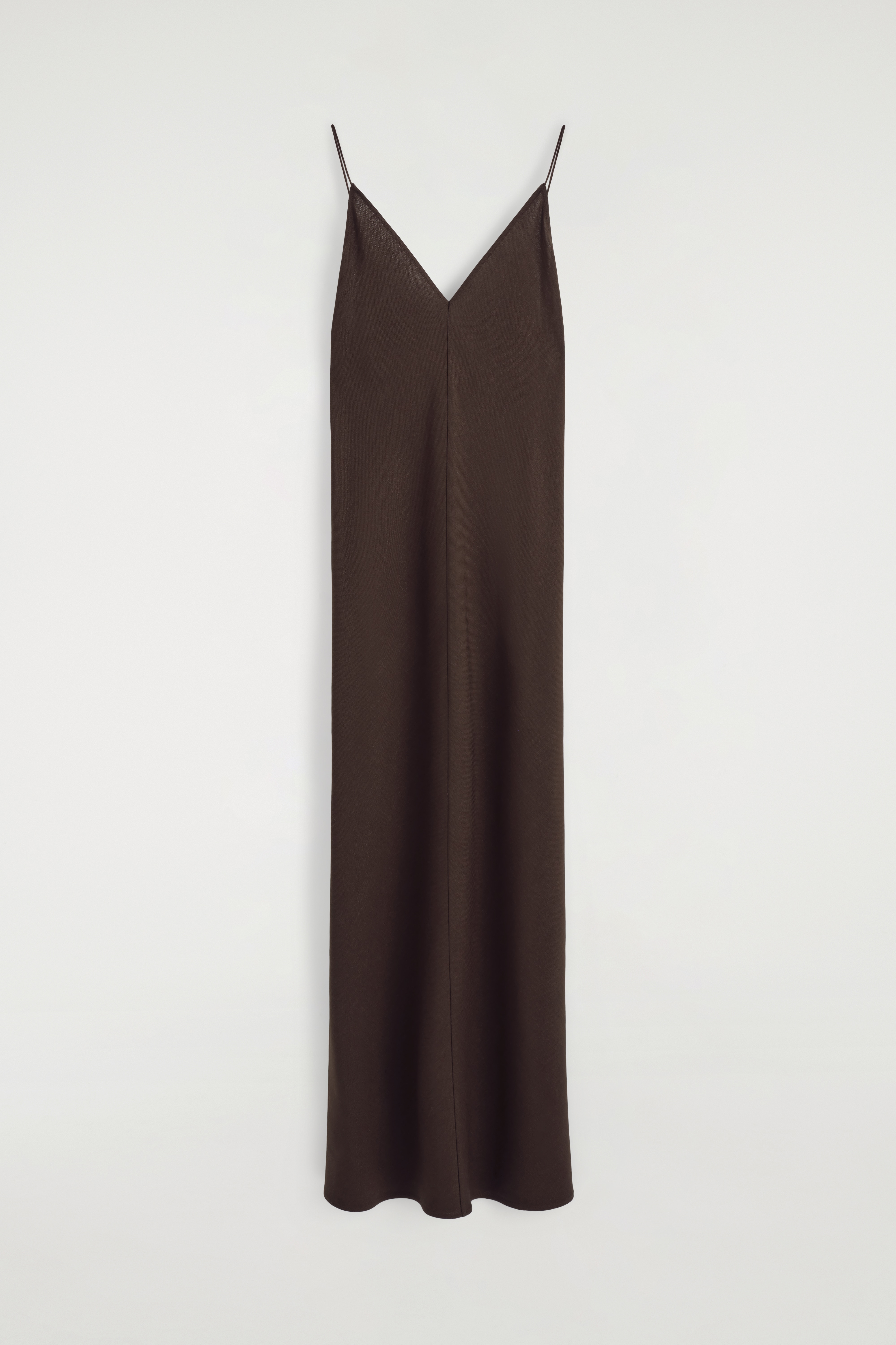 MIDIKLEID MIT TRÄGERN UND V-AUSSCHNITT - BRAUN