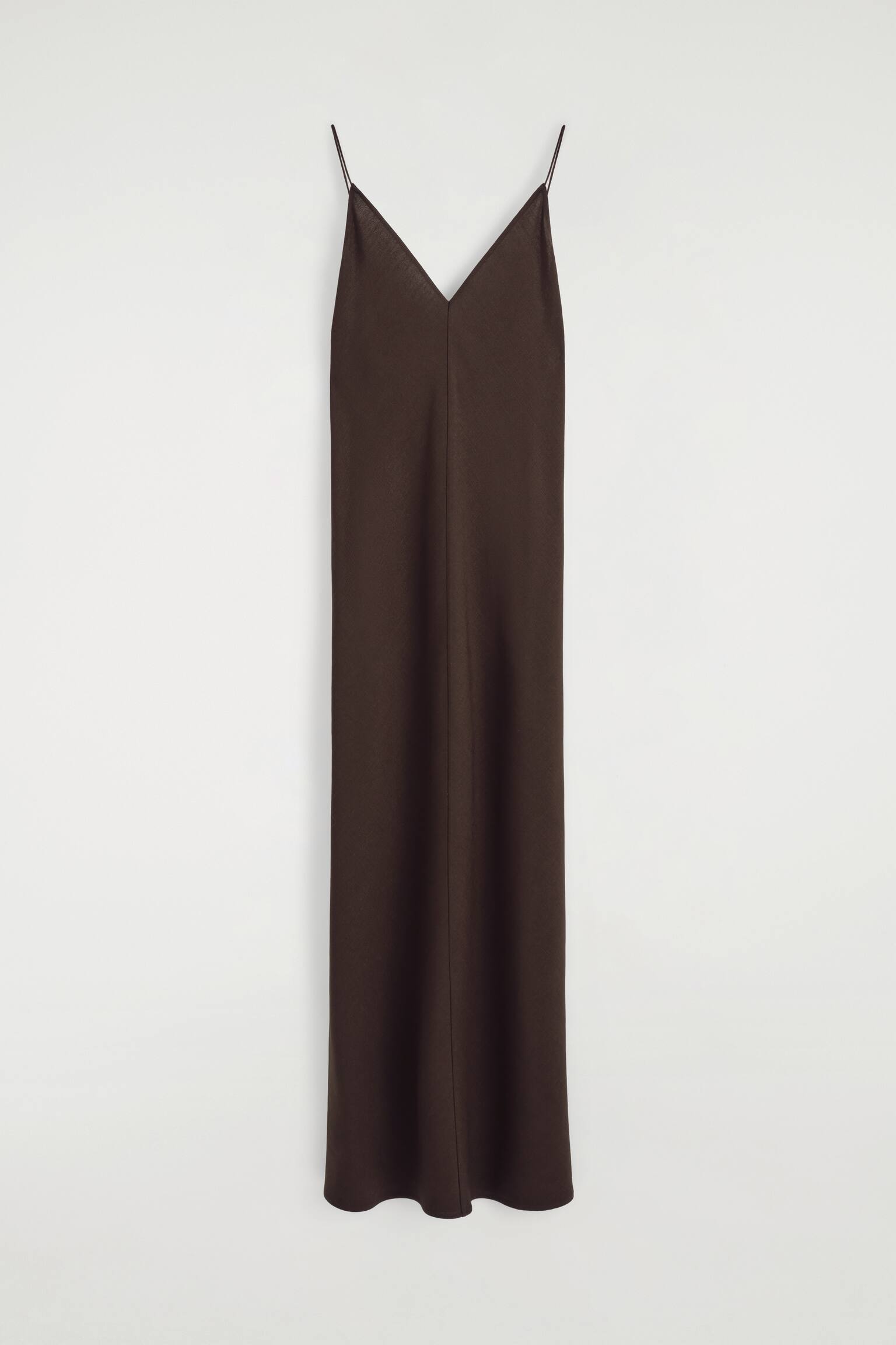V-NECK MIDI CAMI DRESS - חום - 1