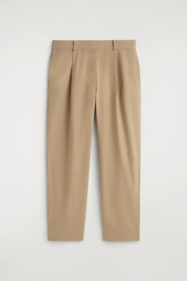 PANTALÓN TWILL ALGODÓN TAPERED LEG - BEIGE - 1