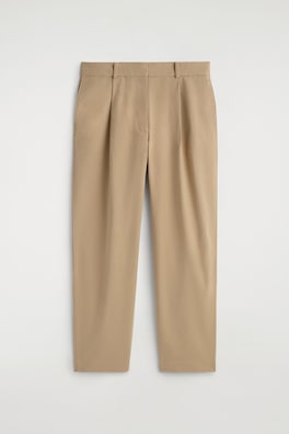 COTTON-TWILL TAPERED TROUSERS — BEIGE 7
