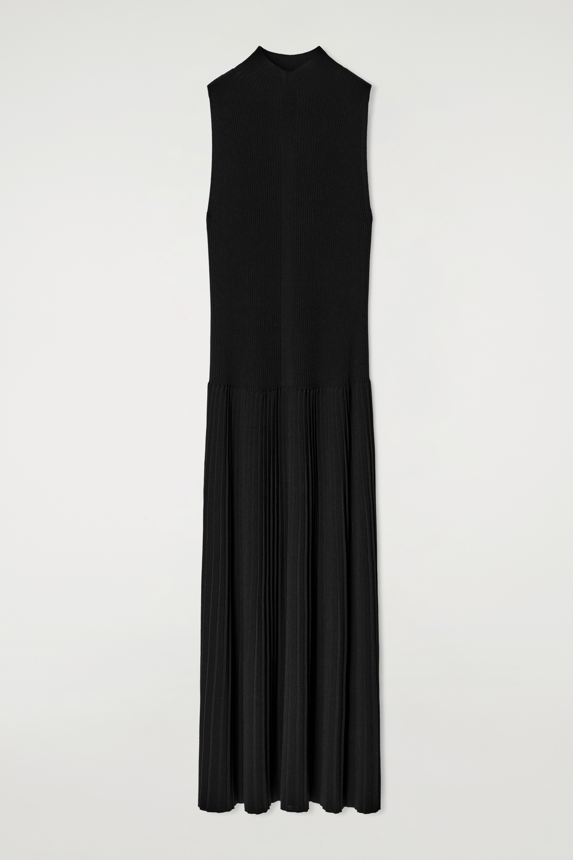 ABITO MAXI PLISSÉ CON COLLO ALTO - NERO/VERDE CHIARO