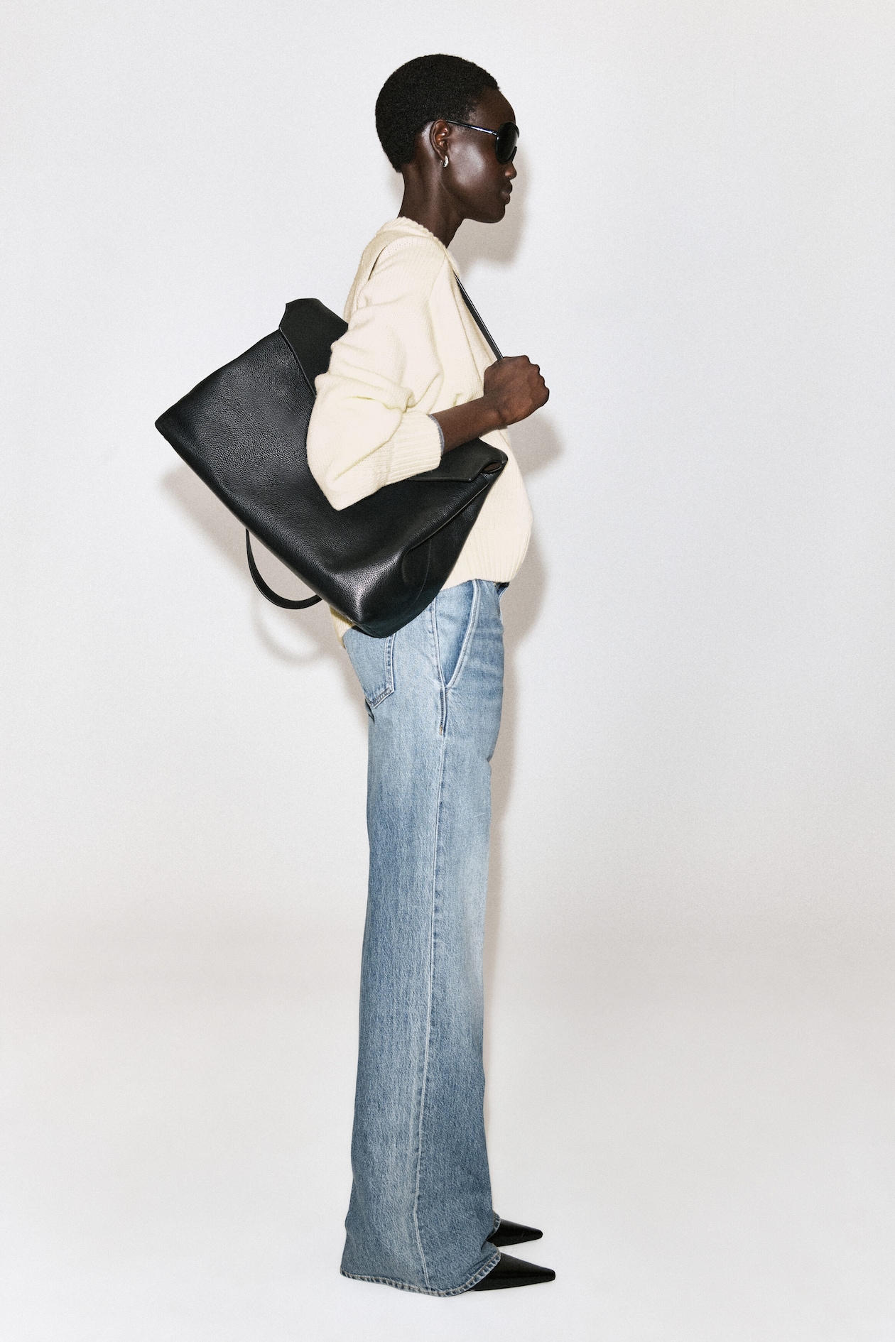 DENIM WIDE-LEG PANTS — BLUE