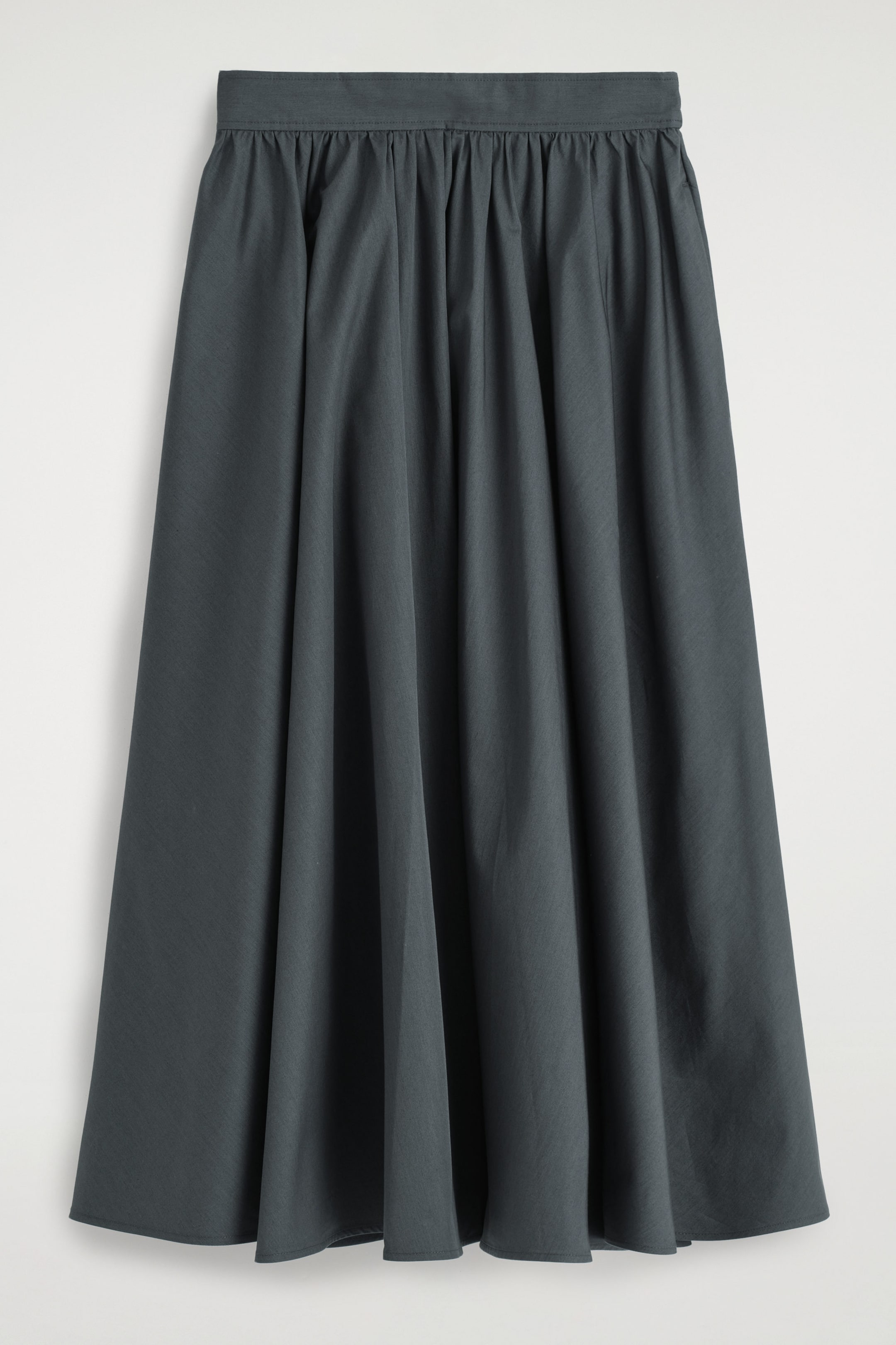 GATHERED A-LINE MIDI SKIRT