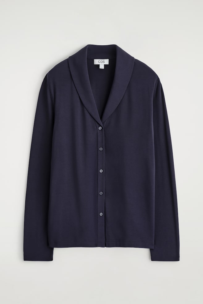 STRICKJACKE AUS JERSEY MIT SCHALKRAGEN - NAVYBLAU - 1