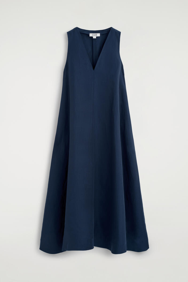 A-Line Linen-Blend Maxi Dress