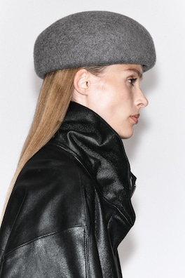 SCULPTED WOOL BERET — GRAY MÉLANGE 2