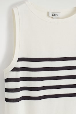 STRIPED KNITTED TANK TOP — WHITE / BLACK / STRIPED 1