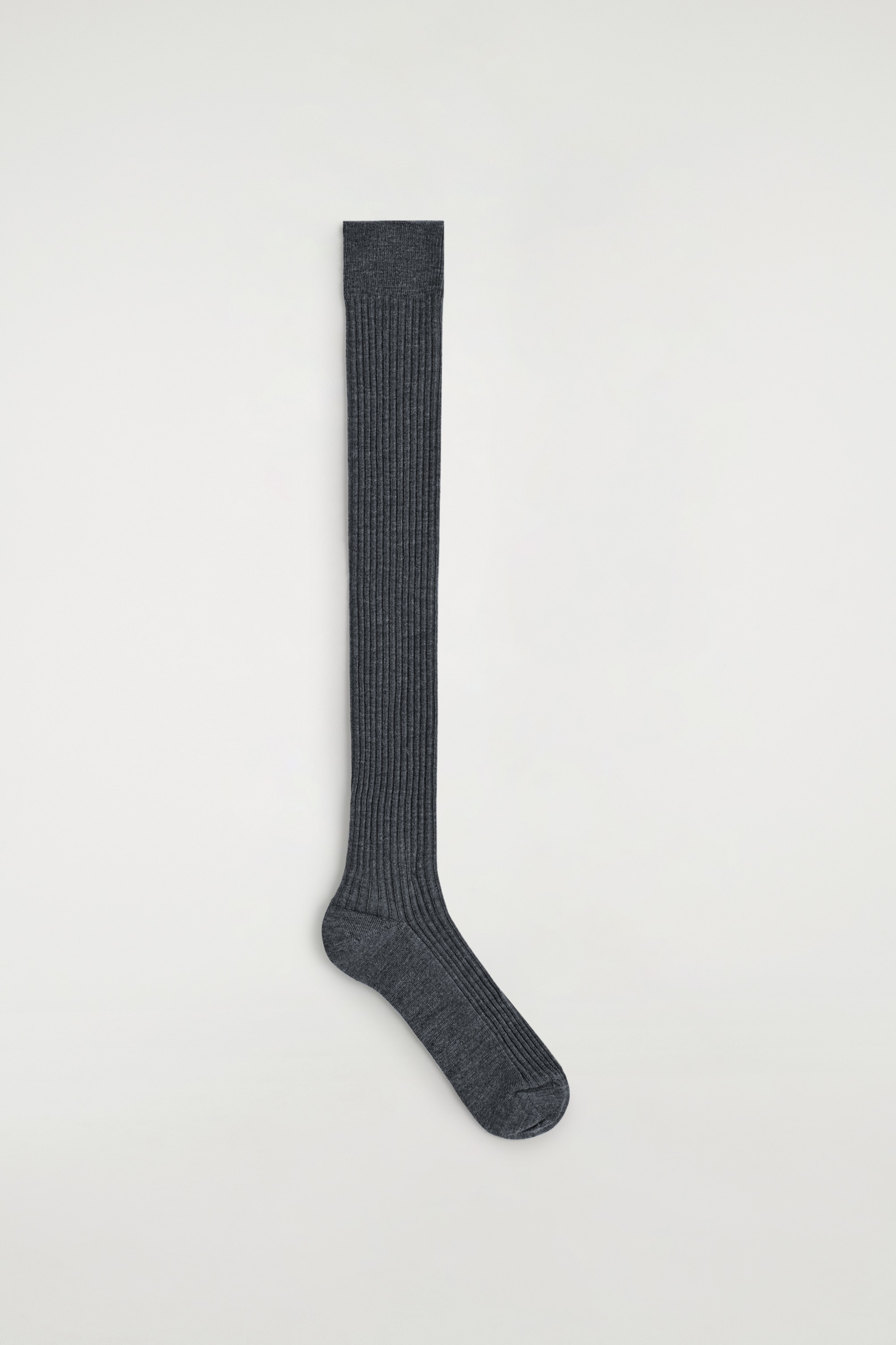 LONG WOOL BOOT SOCKS - CHARCOAL MÉLANGE/BLACK
