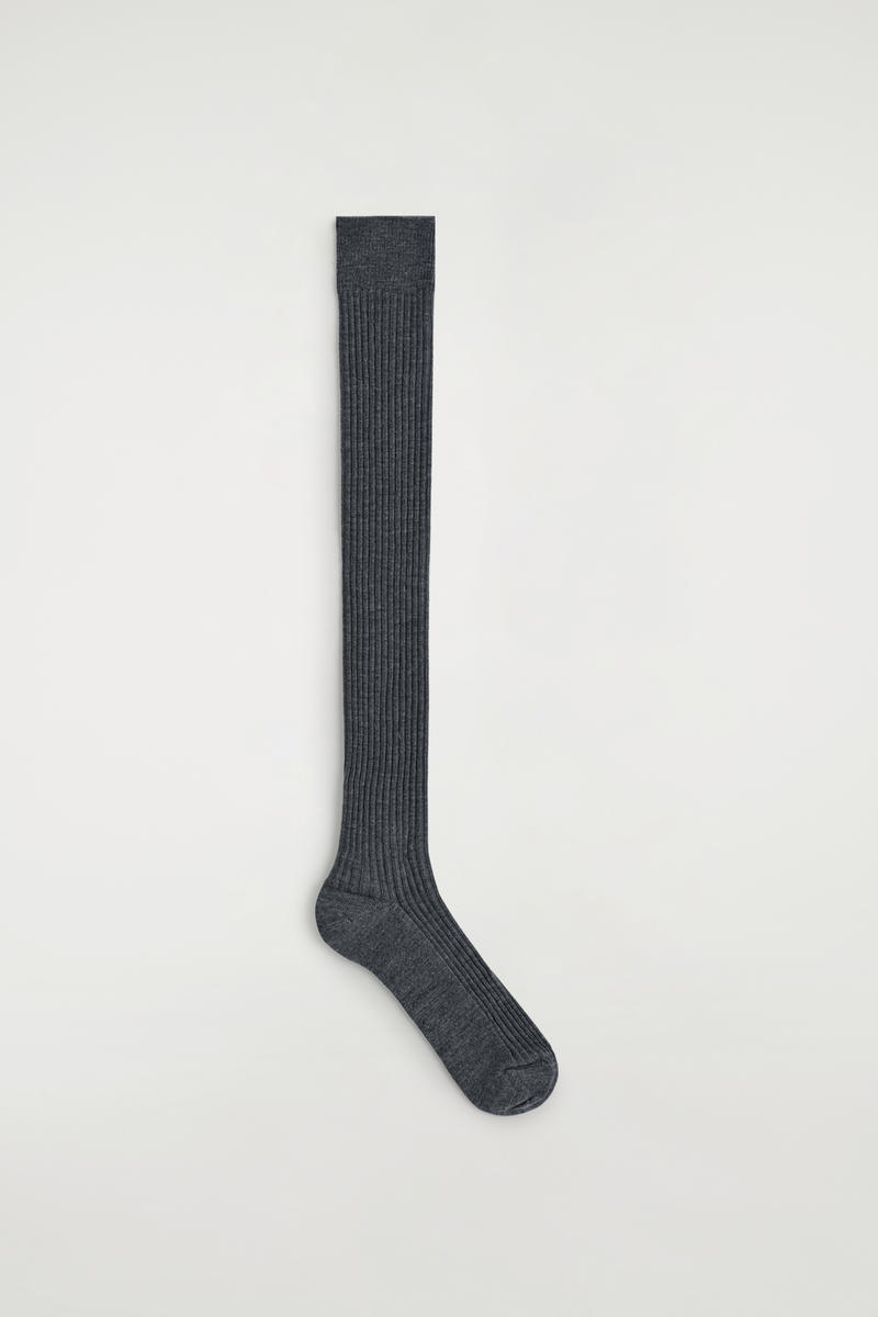 Cos Long Wool Boot Socks In Gray
