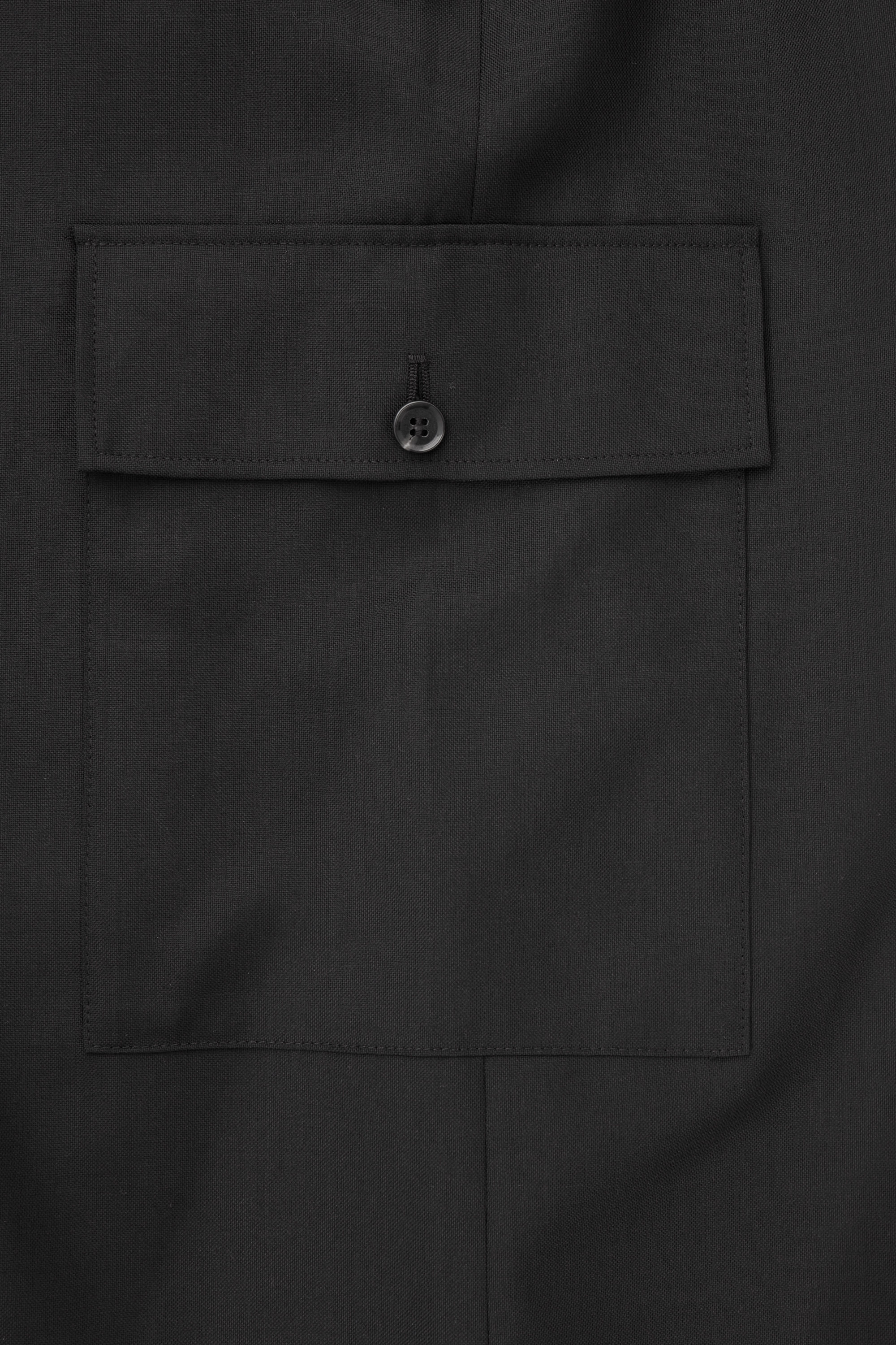 WIDE-LEG WOOL CARGO TROUSERS - BLACK | COS