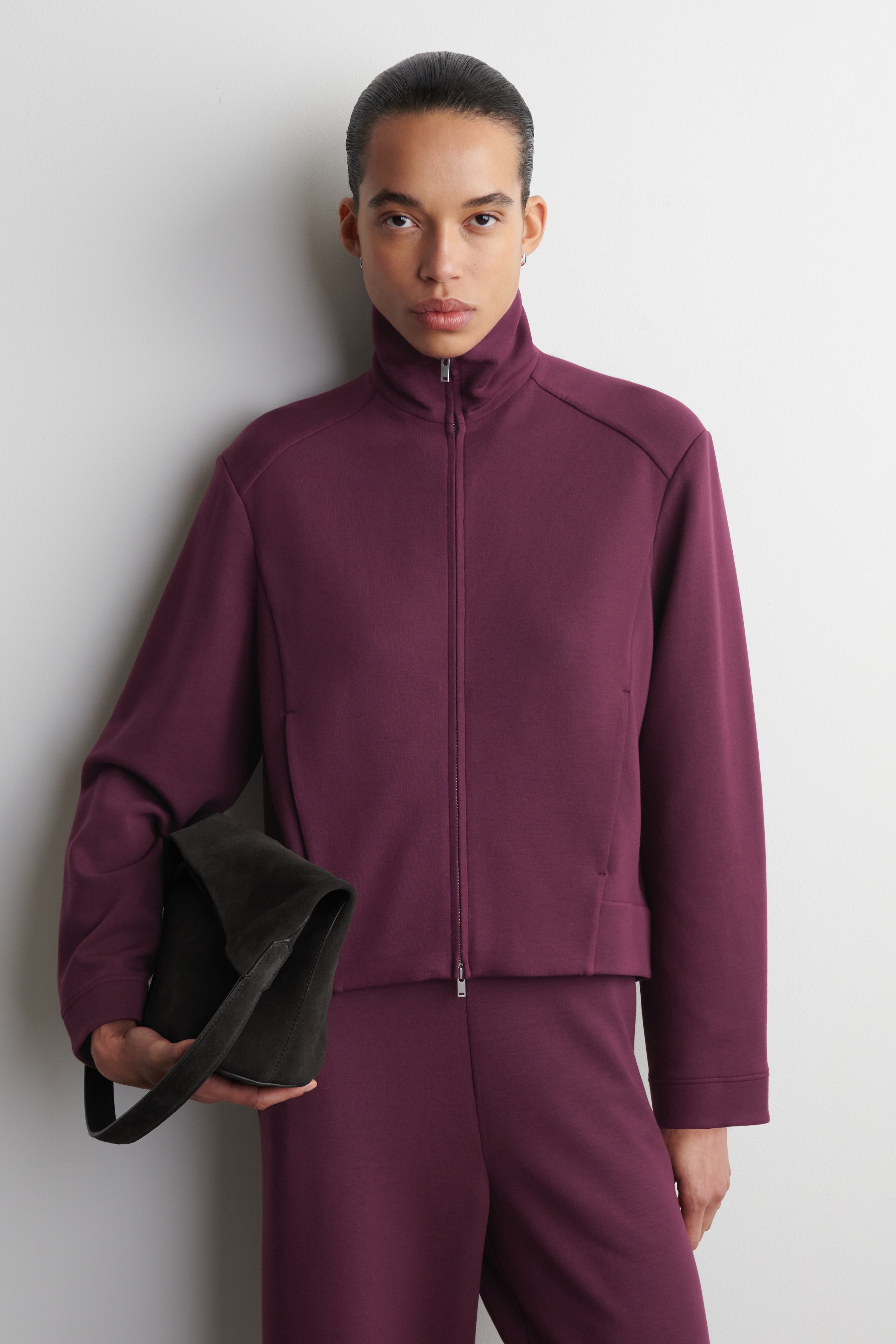 TRAININGSJACKE AUS SCUBA - BORDEAUX/NAVYBLAU