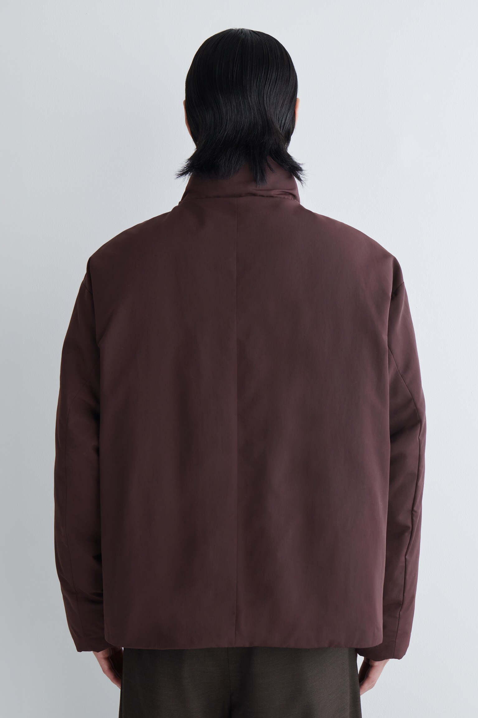 CHAQUETA ACOLCHADA DE PLUMAS CON CUELLO ALTO - BURDEOS/NEGRO - 3