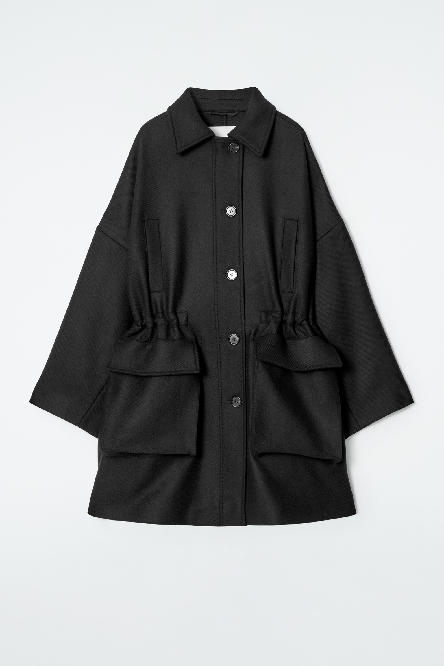 ABRIGO DE TRABAJO DE LANA OVERSIZE - NEGRO - 1