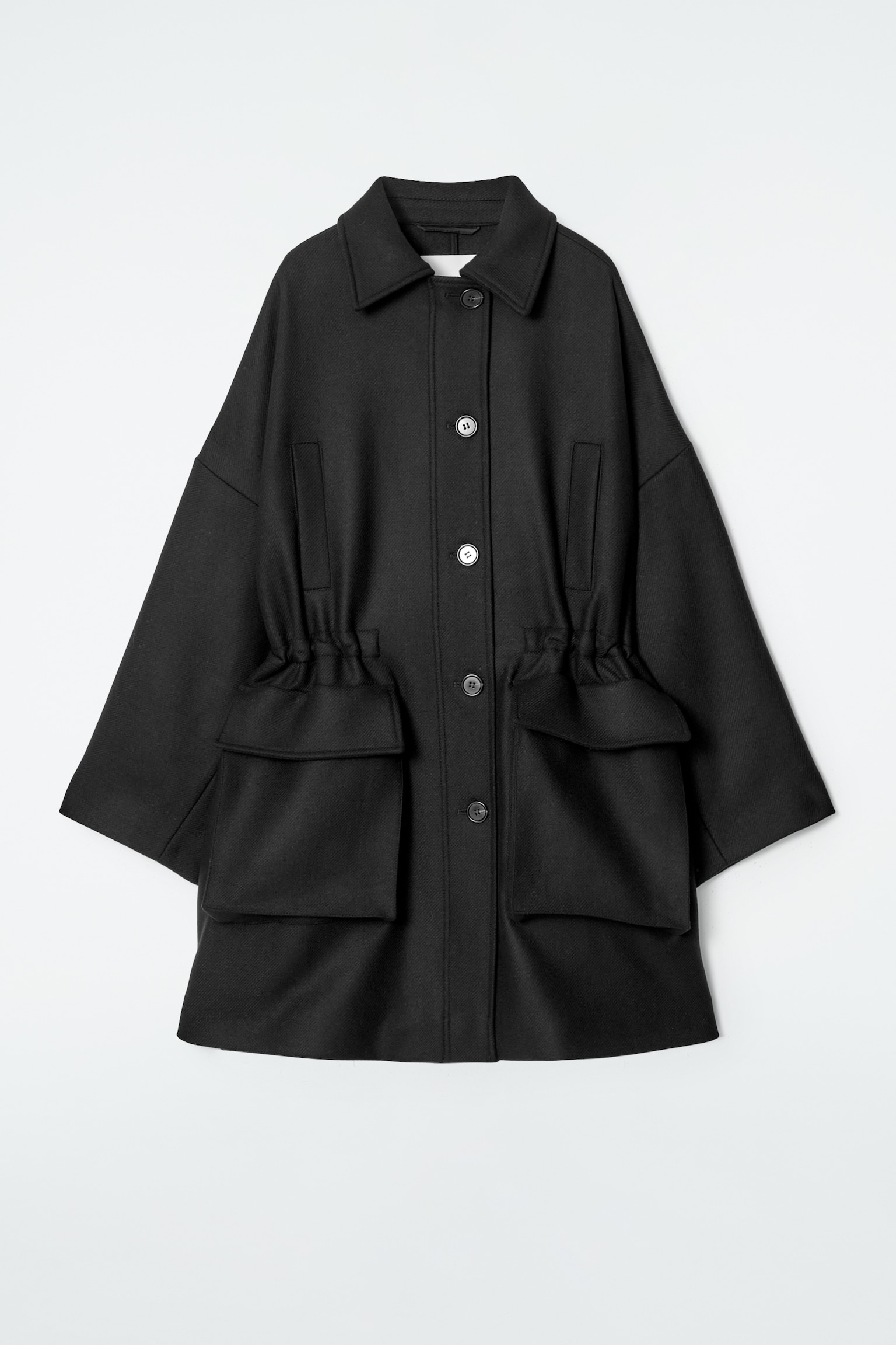 OVERSIZED WOOL WORKWEAR COAT - BLACK