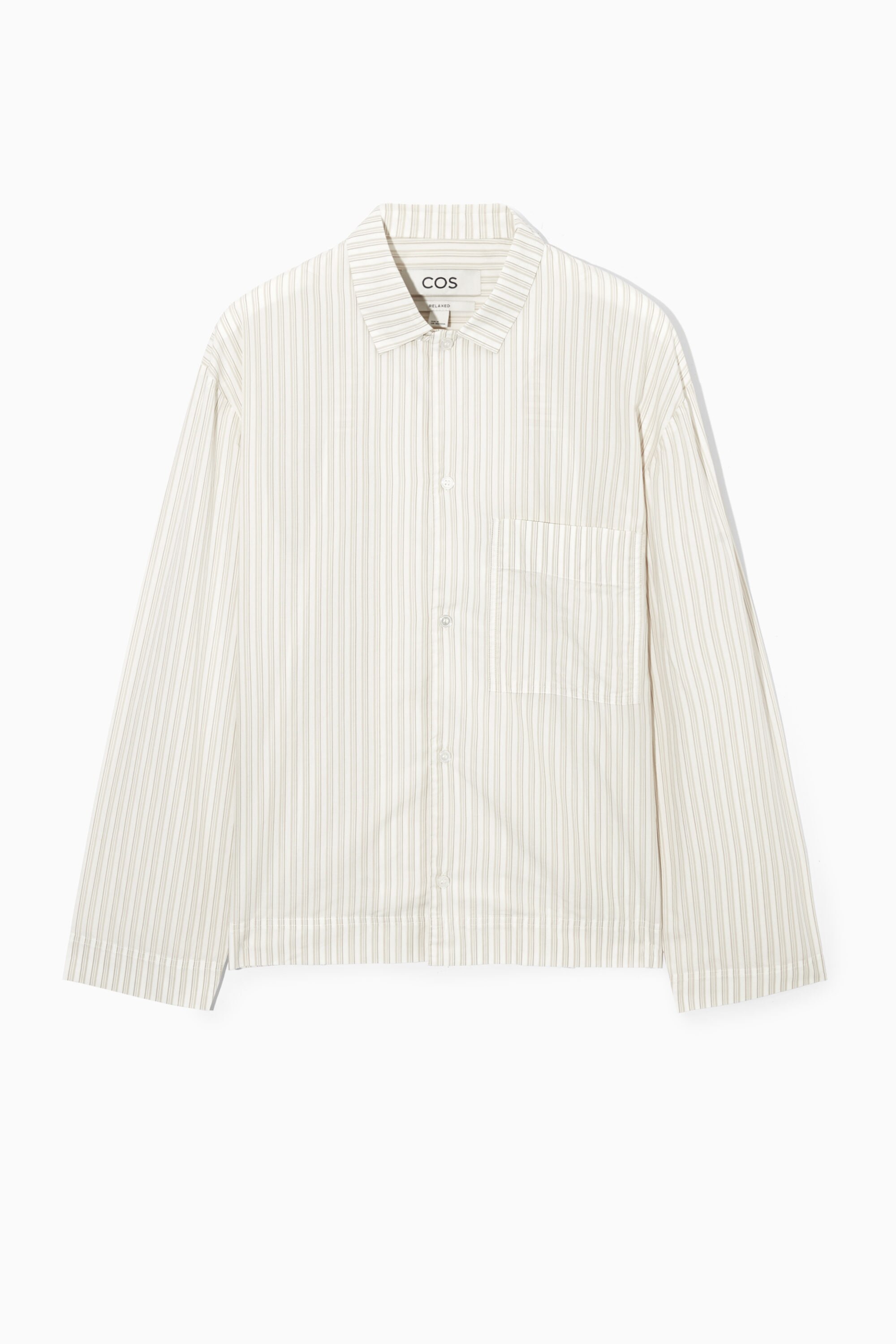 STRIPED POPLIN SHIRT - CREAM / WHITE / STRIPED | COS