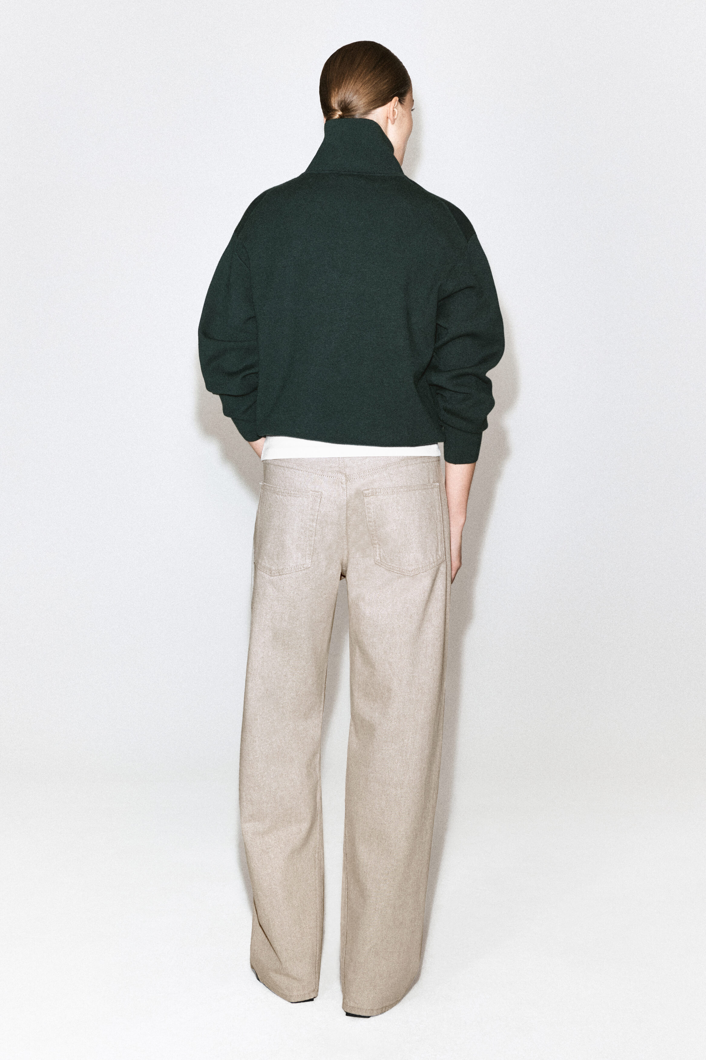 MOCK-NECK HALF-ZIP KNITTED SWEATER - DARK GREEN | COS US