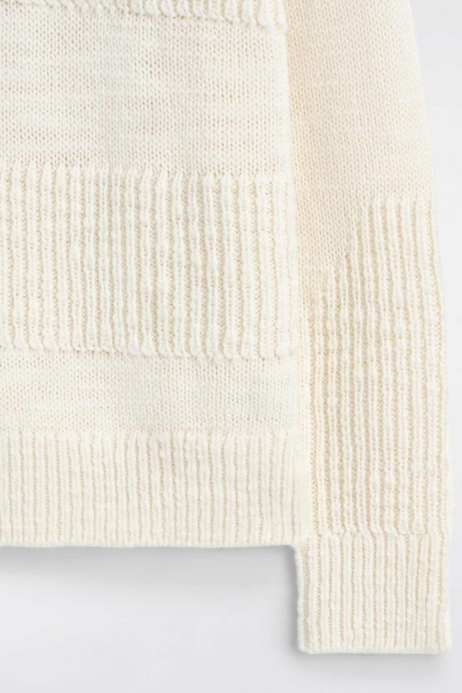 JERSEY DE LANA CON PUNTO ESCALERA - CREMA - 7