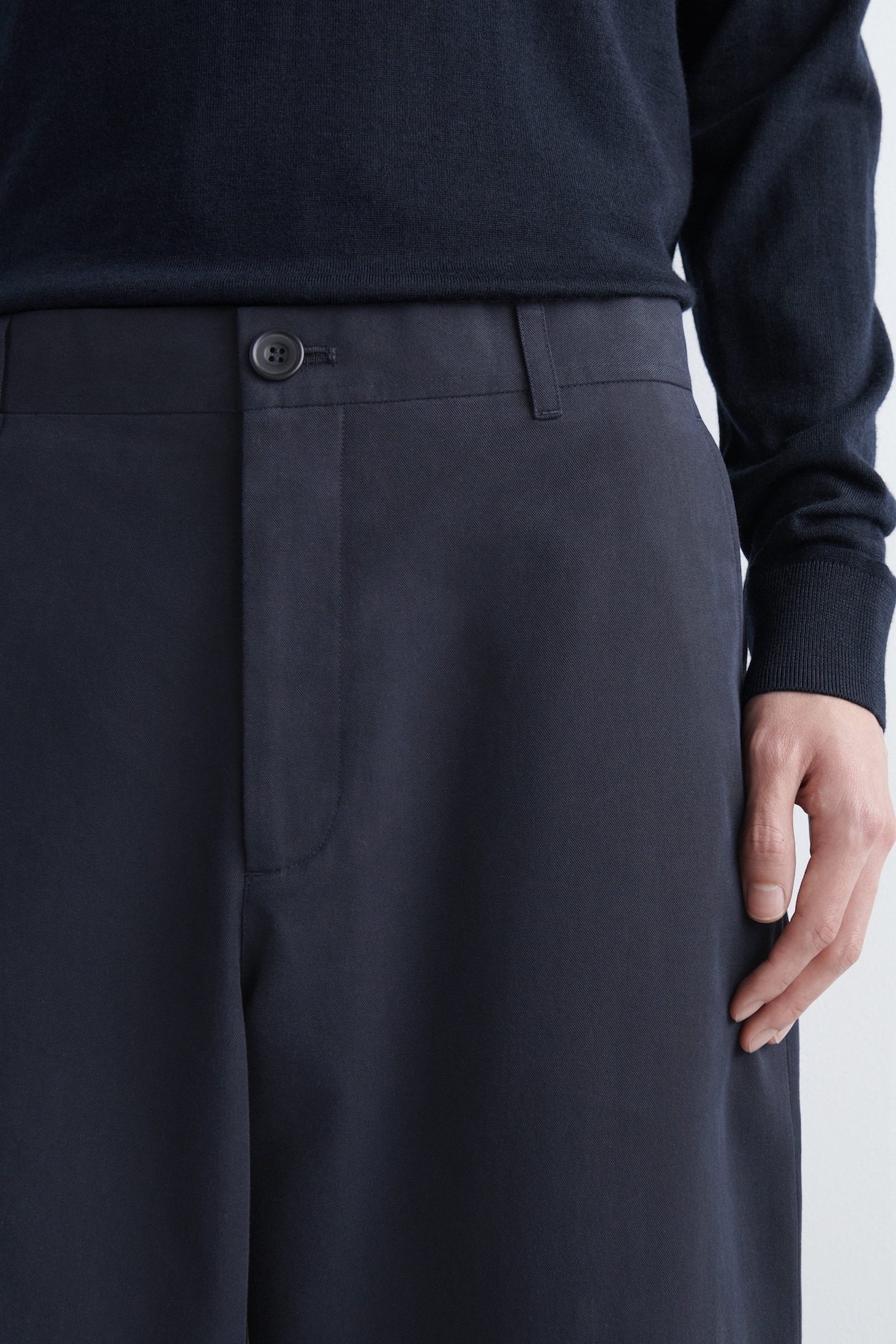 COTTON REGULAR-FIT STRAIGHT-LEG CHINOS — NAVY