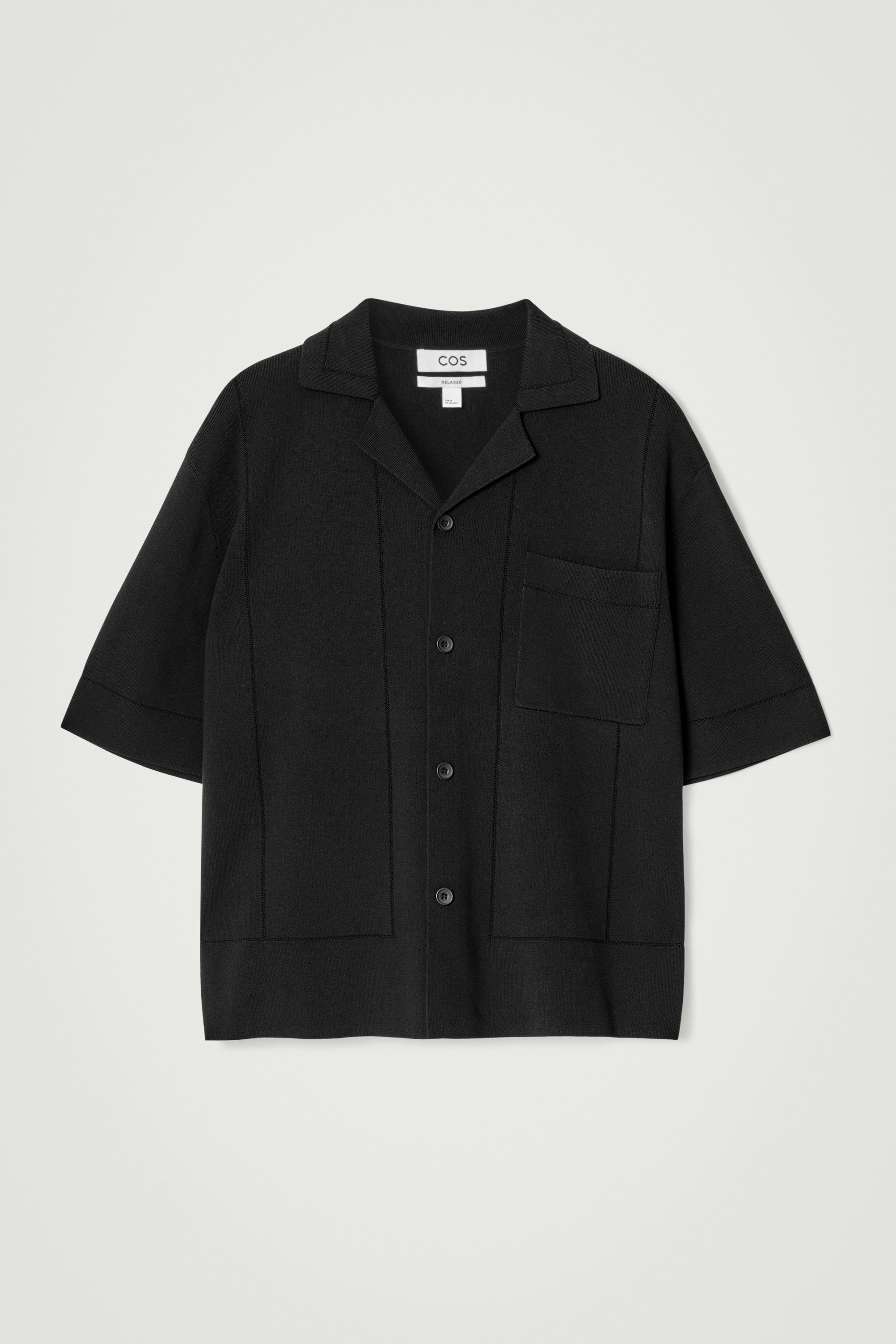 CAMISA DE ALGODÓN DE PUNTO POINTELLE - NEGRO