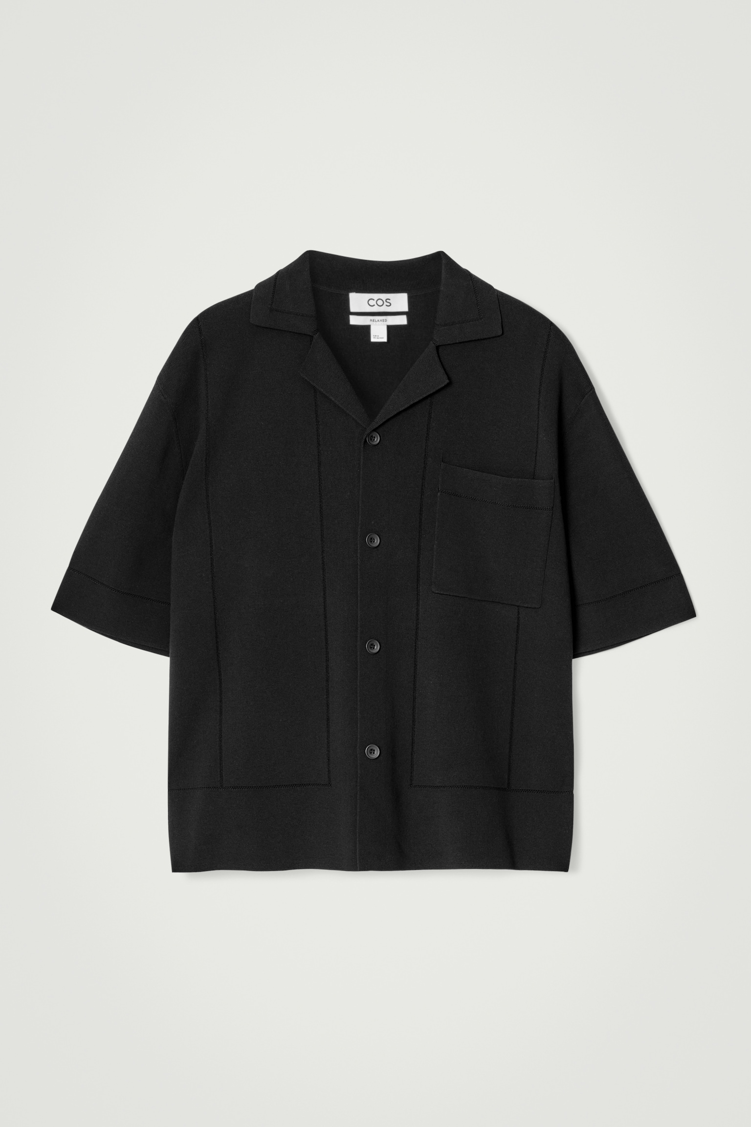 POINTELLE-KNIT COTTON SHIRT - BLACK - 2