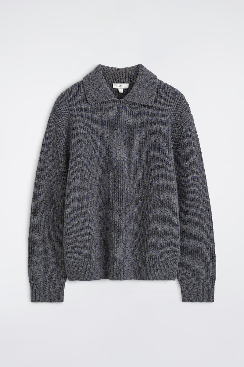 Donegal-Effect Wool-Cotton Polo Sweater
