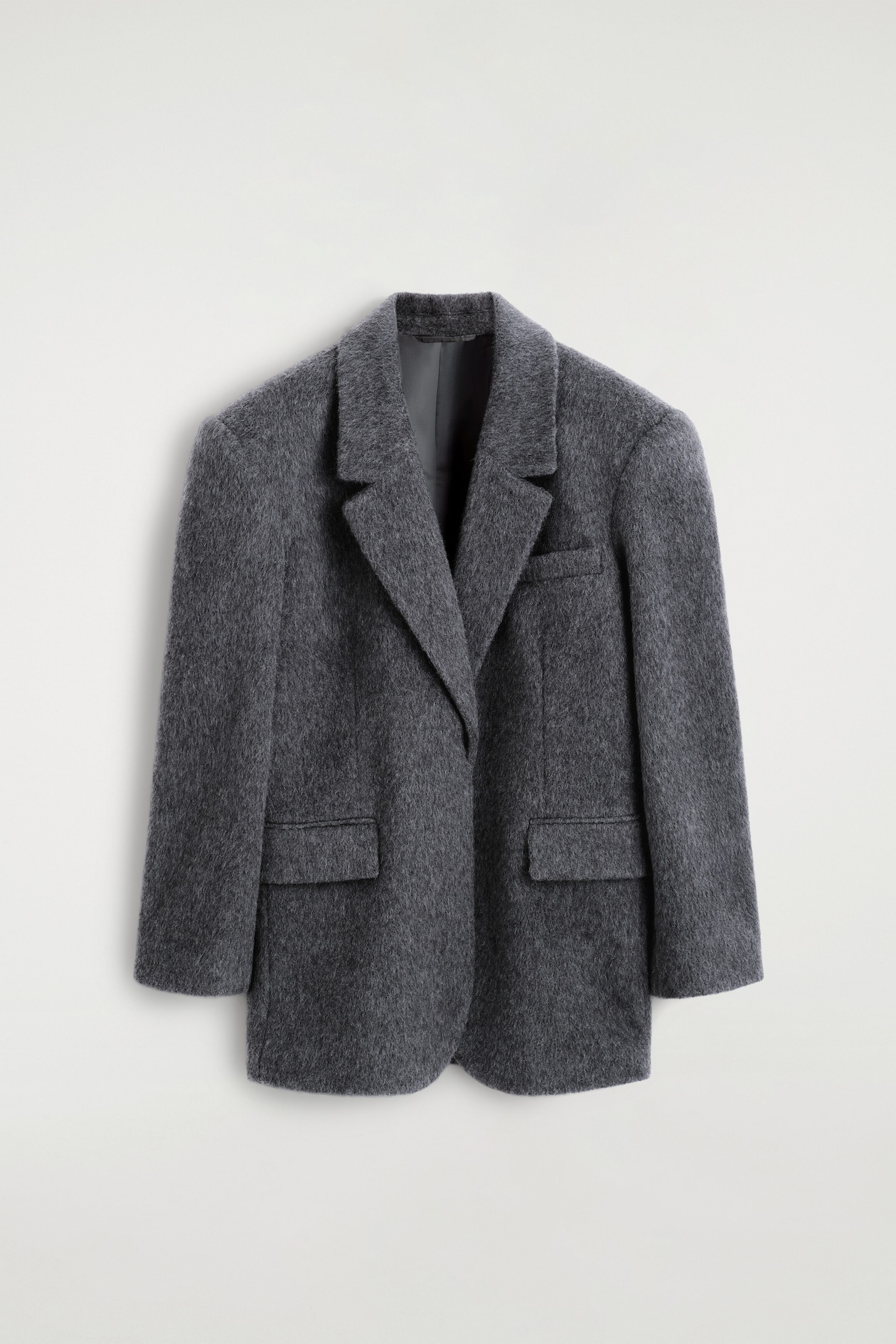 BRUSHED-WOOL BLAZER — CHARCOAL MÉLANGE