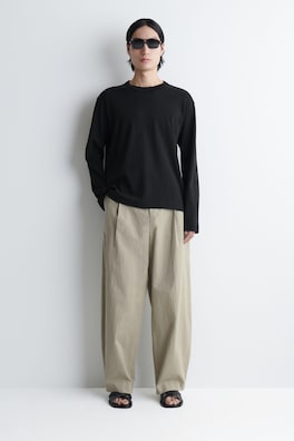 RELAXED JERSEY INTERLOCK LONG-SLEEVED T-SHIRT — BLACK 2