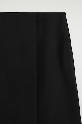 SATIN WRAP SKIRT — BLACK 5