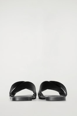 CROSSOVER LEATHER SANDALS — BLACK 2