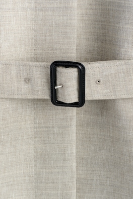 LINEN-WOOL LONG TRENCH COAT — STONE MÉLANGE 6