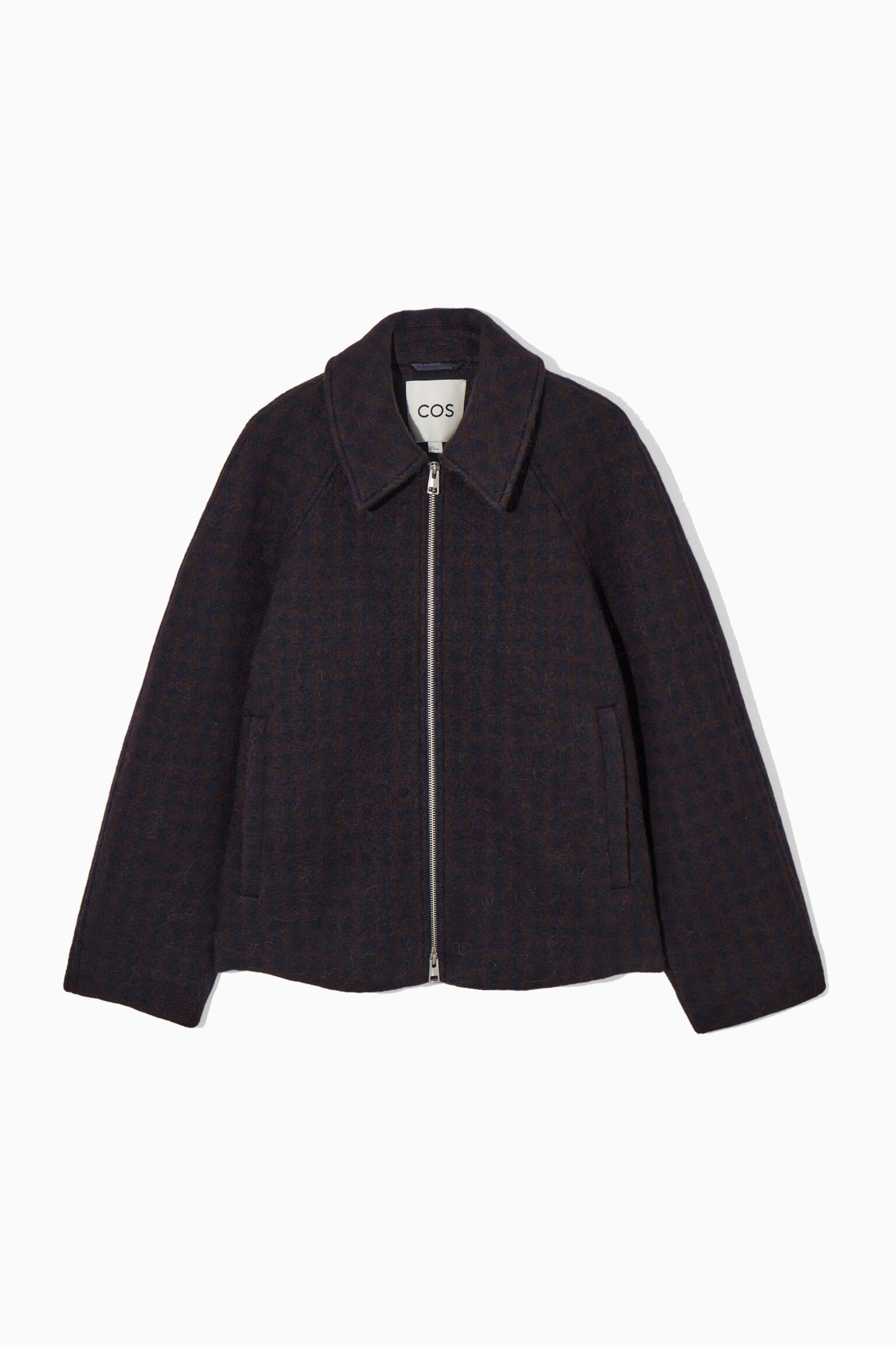 OVERSIZED BOILED-WOOL JACKET - NAVY / CHECKED - 1