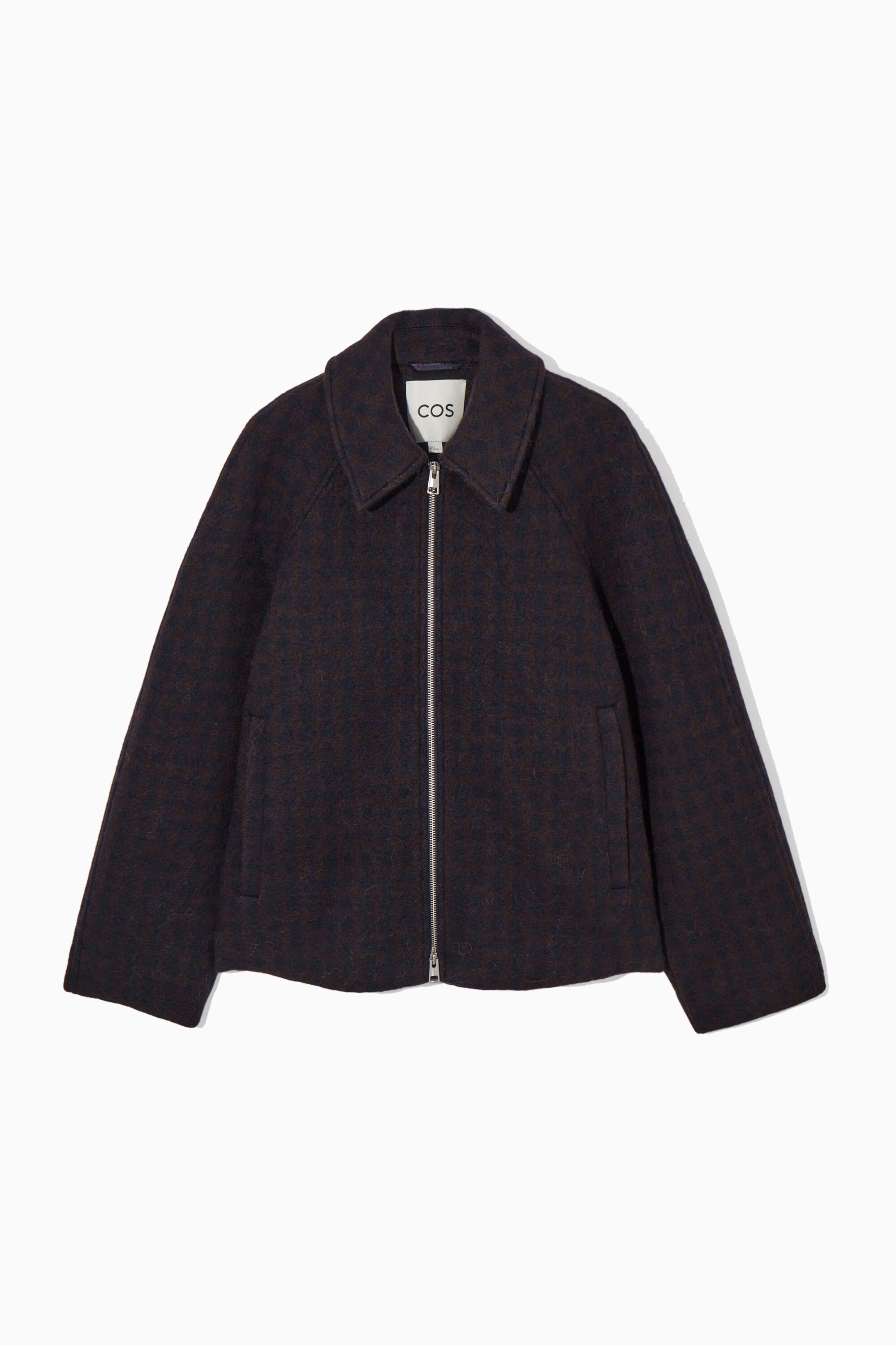 COS オーバーサイズ ボイルウールジャケット XS OVERSIZED BOILED-WOOL JACKET - NAVY / CHECKED | COS