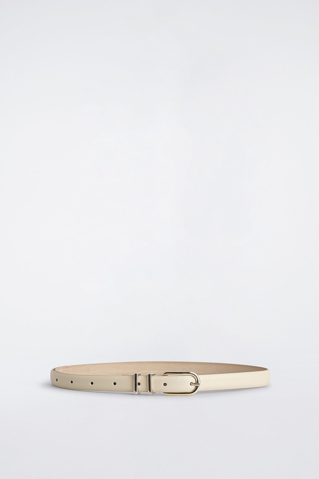 SAFFIANO LEATHER BELT — CREAM