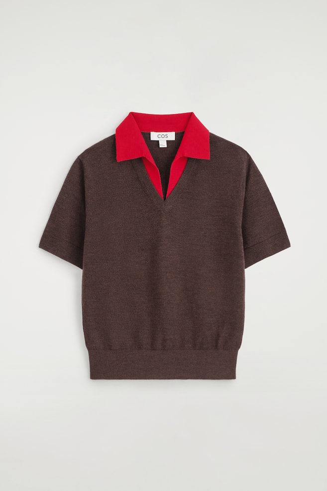 TRICOU POLO STRATIFICAT DIN LÂNĂ MERINO - MARO / ROȘU/BLEUMARIN / ALB - 1